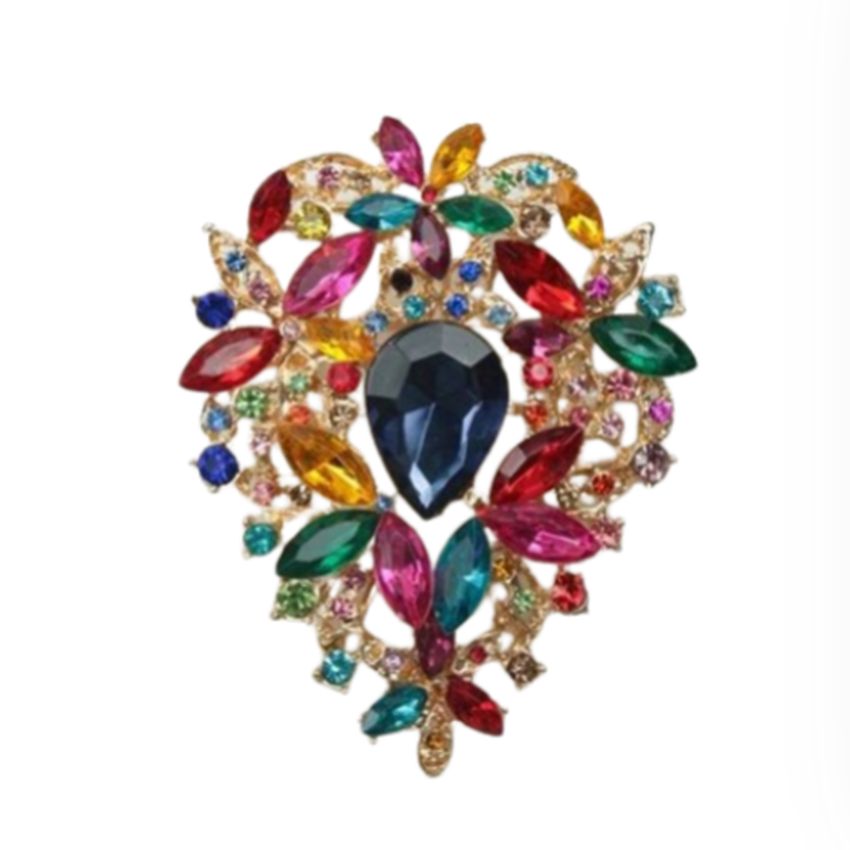 Intricate Design Crystal Stone Brooch