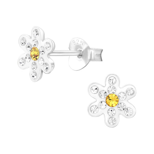 Kids Silver Small Flower Earrings