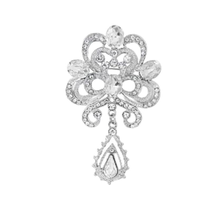 Large Crystal Drop Ladies Brooch