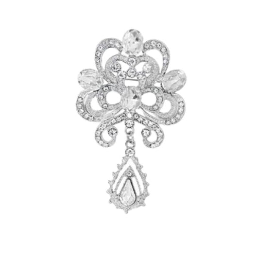 Large Crystal Drop Ladies Brooch