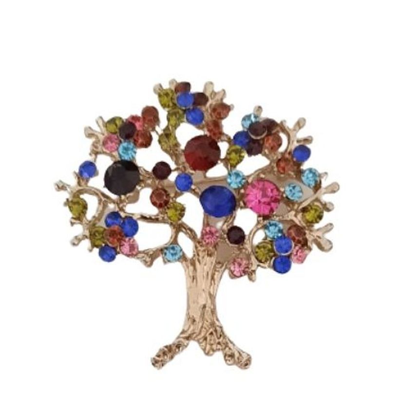 Large Multi Colour Ladies Crystal Brooch