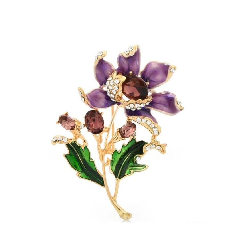 Large Purple Flower Brooch