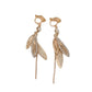 Leaf Feather Drop Clip On Earrings