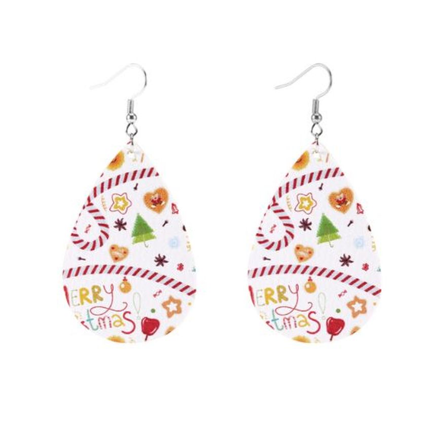 Leather Christmas Drop Earrings