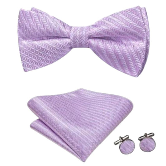 Light Purple Bow Tie Set With Cufflinks