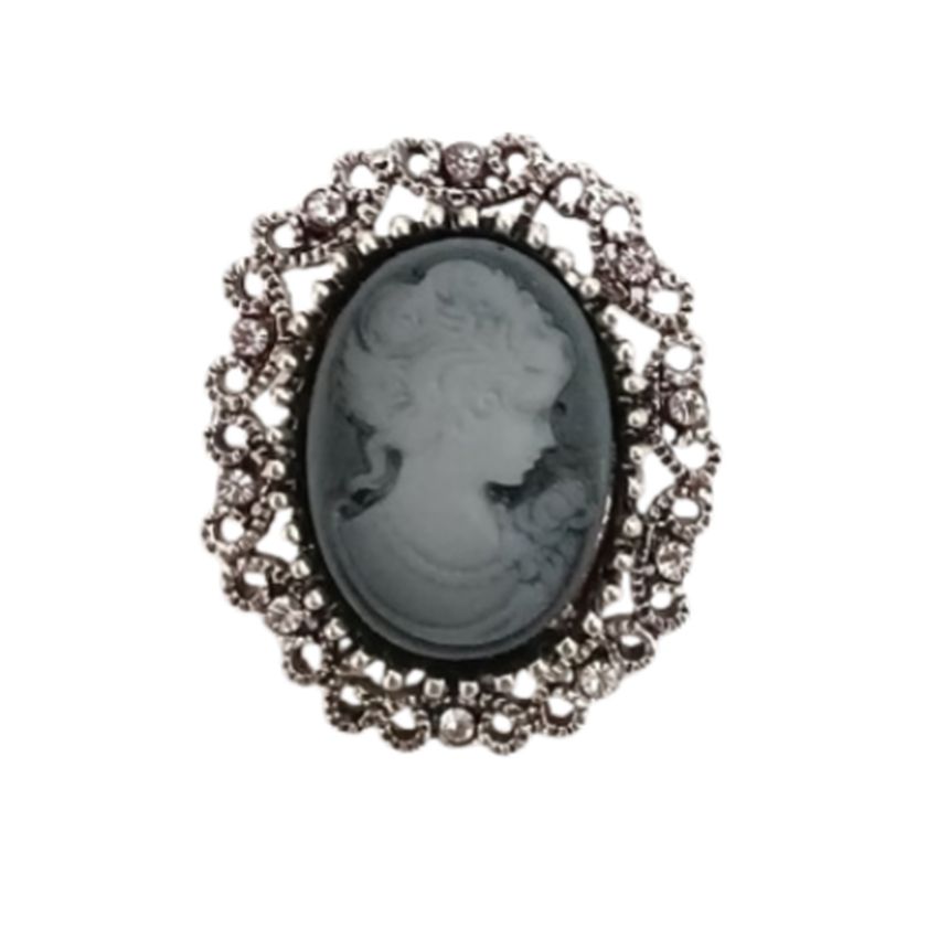 Medium Crystal Set Traditional Cameo Brooch