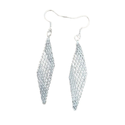 Mesh Chain Silver Dangly Earrings