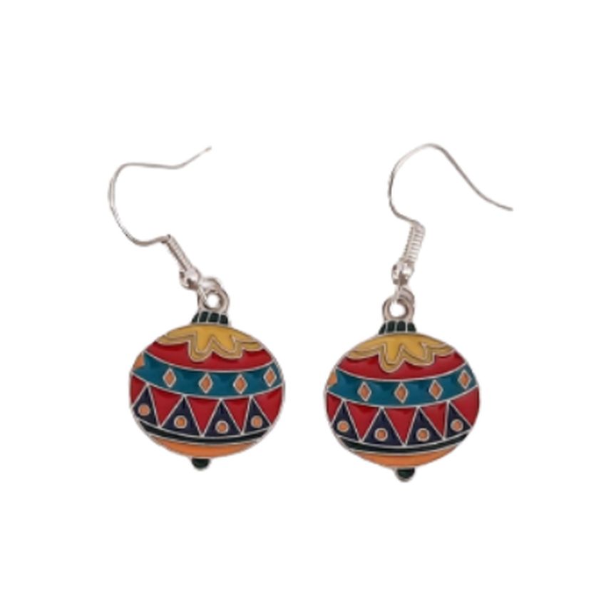 Multi Colour Christmas Bauble Earrings