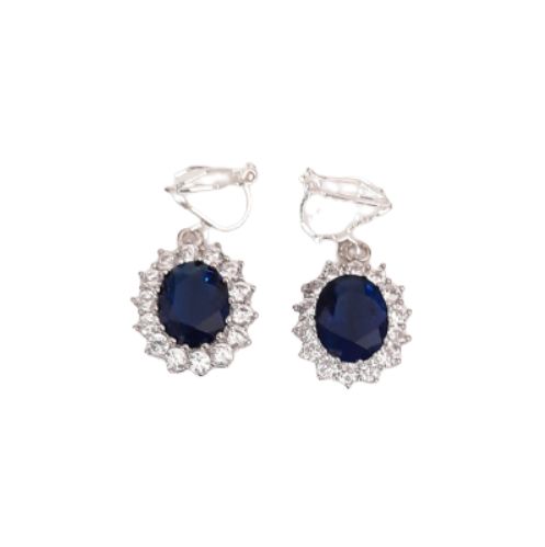 Navy Blue Drop Clip On Earrings