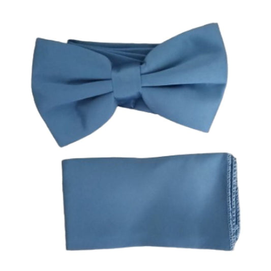 Ocean Blue Adjustable Bow Tie Hanky Set