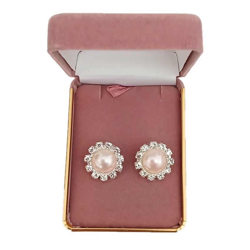 Pale Pink Flower Clip On Earrings(2)