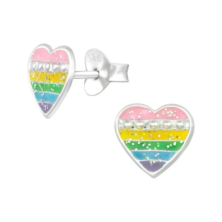 Pastel Colour Heart Sterling Silver Earrings