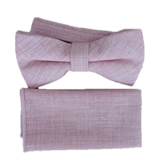 Pink Cotton Adjustable Bow Tie Set