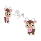 Pink Ear Reindeer Sterling Silver Kids Earrings