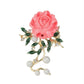 Pink Flower And Pearl Brooch