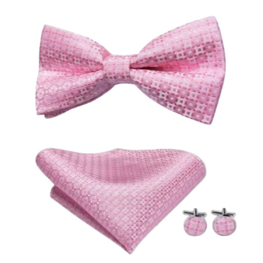 Pink Patterned Adjustable Bow Tie Set