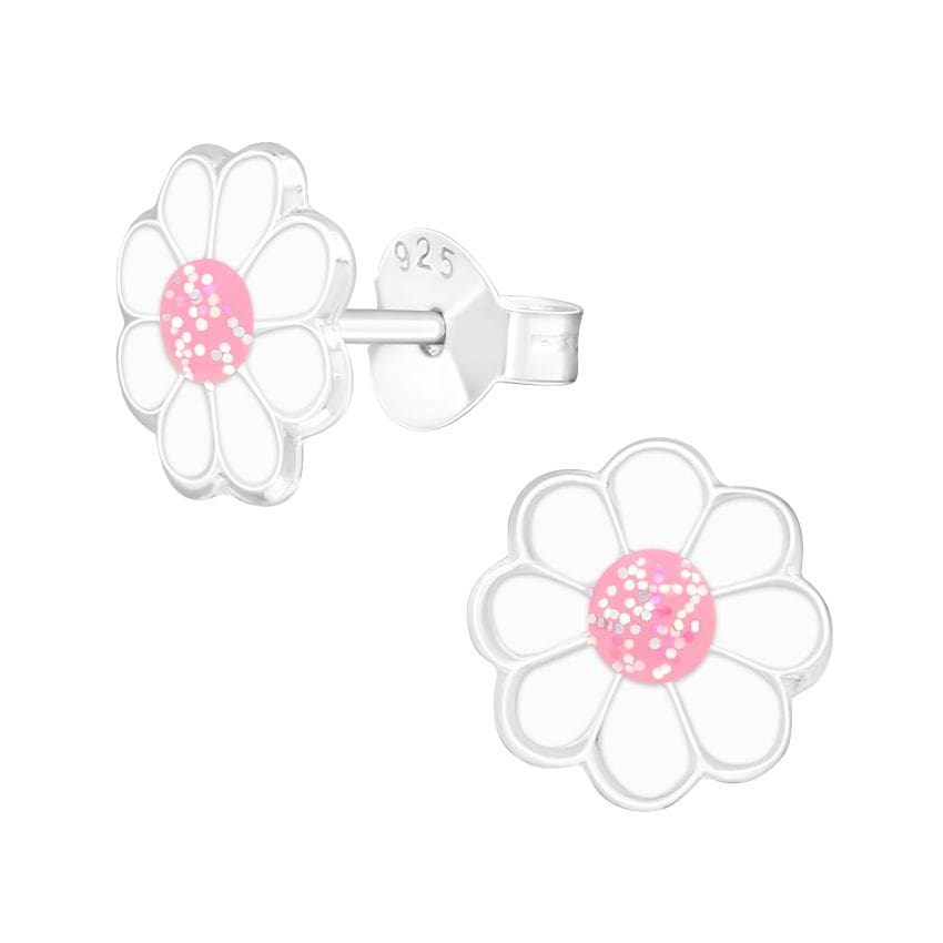 Pink Stone Centre Kids Flower Earrings