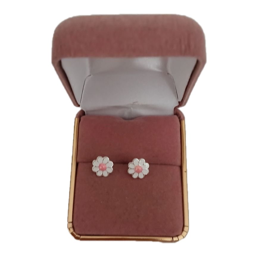 Pink Stone Centre Kids Flower Earrings(2)