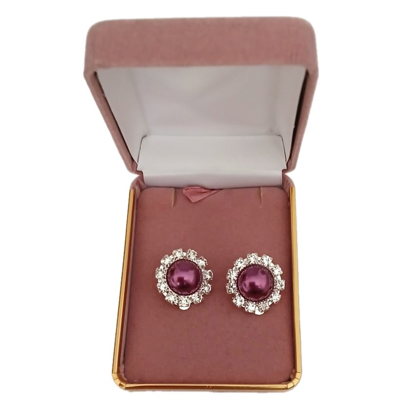 Plum With Diamante Edges Clip On Earrings(2)