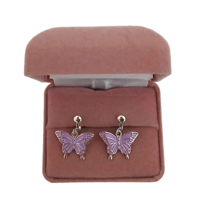 Purple Butterfly Clip On Earrings(2)