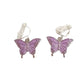 Purple Butterfly Clip On Earrings