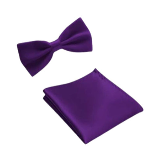 Purple Dickie Bow Tie And Hanky Set