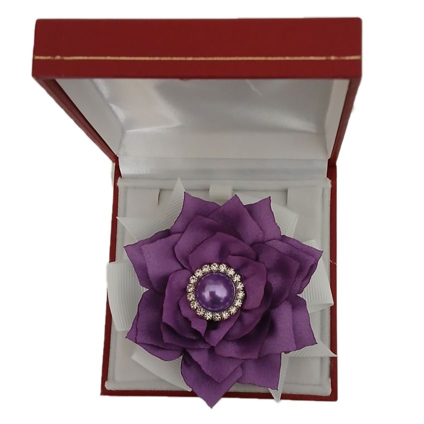 Purple Satin Rose Flower Wrist Corsage