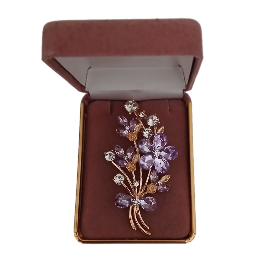 Purple Floral Bouquet Crystal Brooch(2)