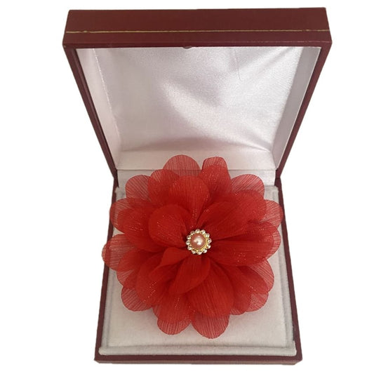 Red Sparkly Flower Wrist Corsage