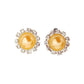 Round Yellow Diamante Clip On Earrings