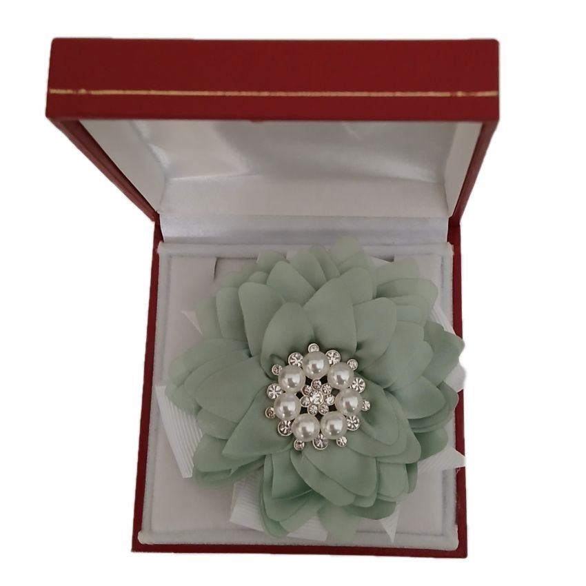 Sage Green And White Flower Wrist Corsage