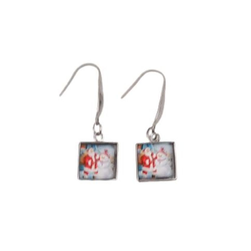 Santa And Snowman Christmas Earrings