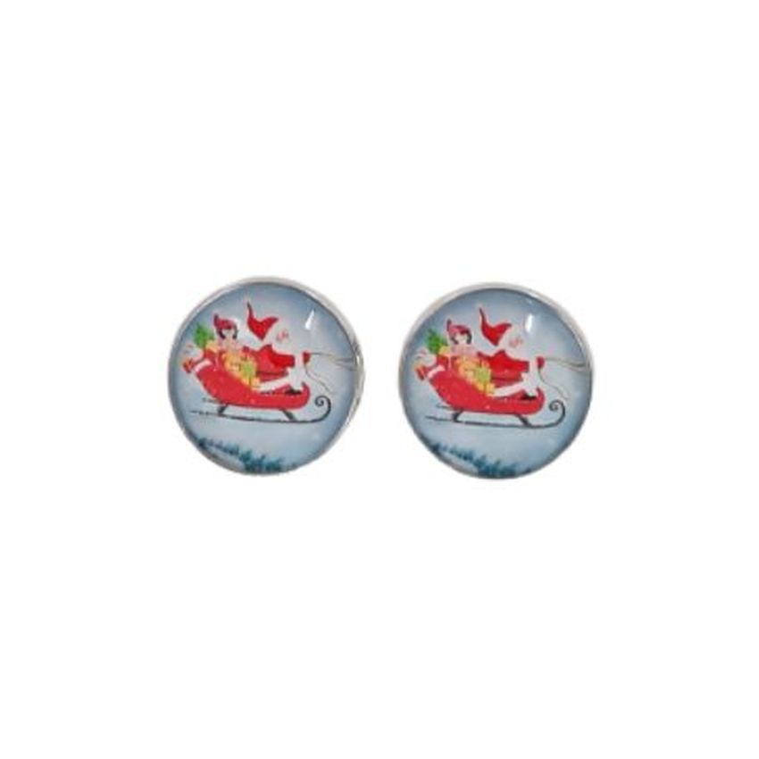 Santa Sleigh Clip On Earrings