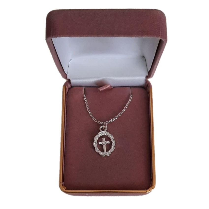 Scroll Edge Cross Pendant On A Sterling Silver Chain(2)