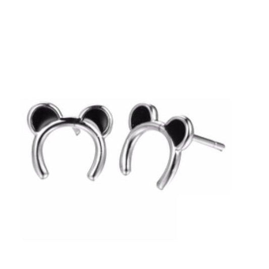 Silver Mouse Headband Earrings