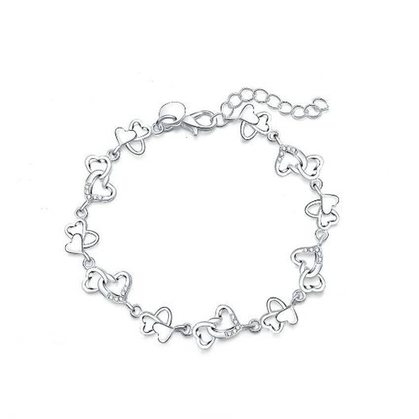 Silver Open Cut Heart Adjustable Bracelet