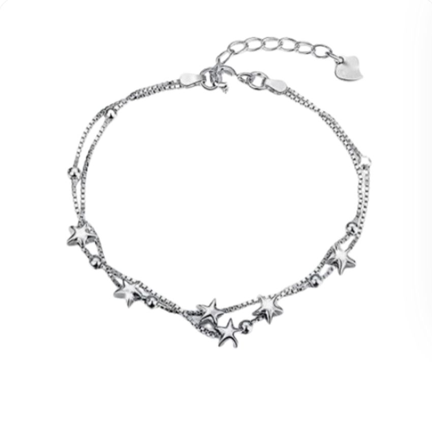 Silver Open Star Link Bracelet