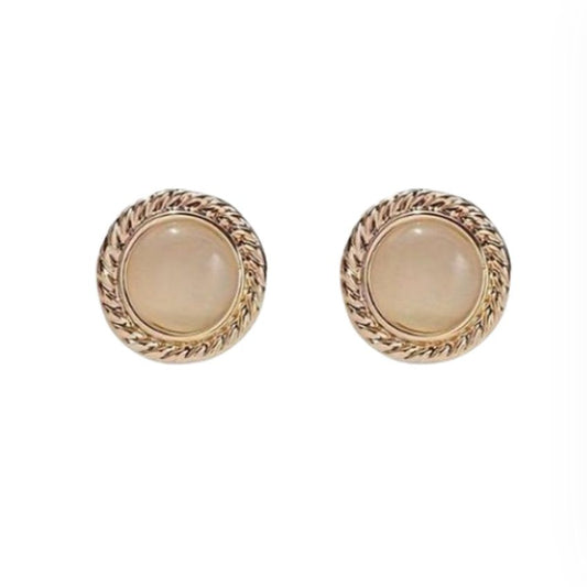 Small Gold Cats Eye Clip On Earrings