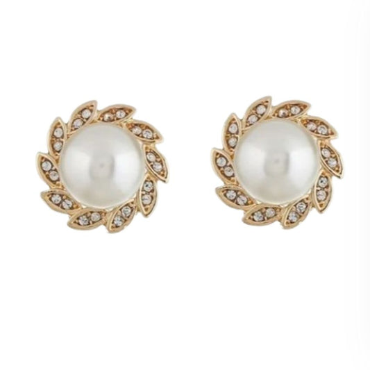 Small Gold Pearl Clip On Earrings