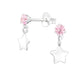 Small Pink Stone Star Drop Earrings