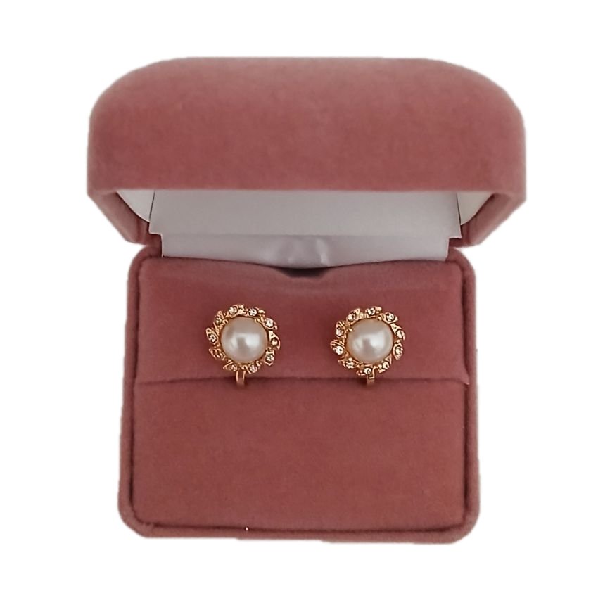 Small Gold Pearl Clip On Earrings(2)