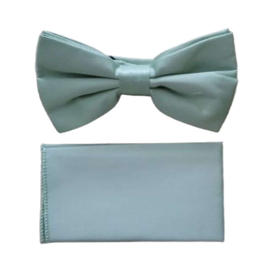 Soft Sage Green Matching Bow Tie And Handkerchief Set