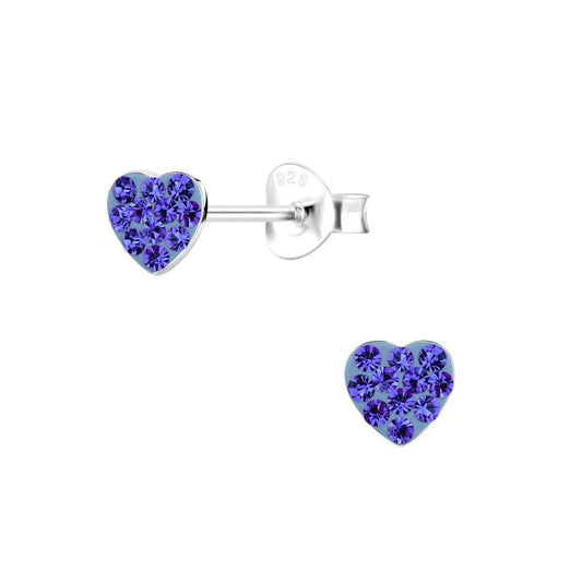 Sparkly Heart Childrens Sterling Silver Earrings