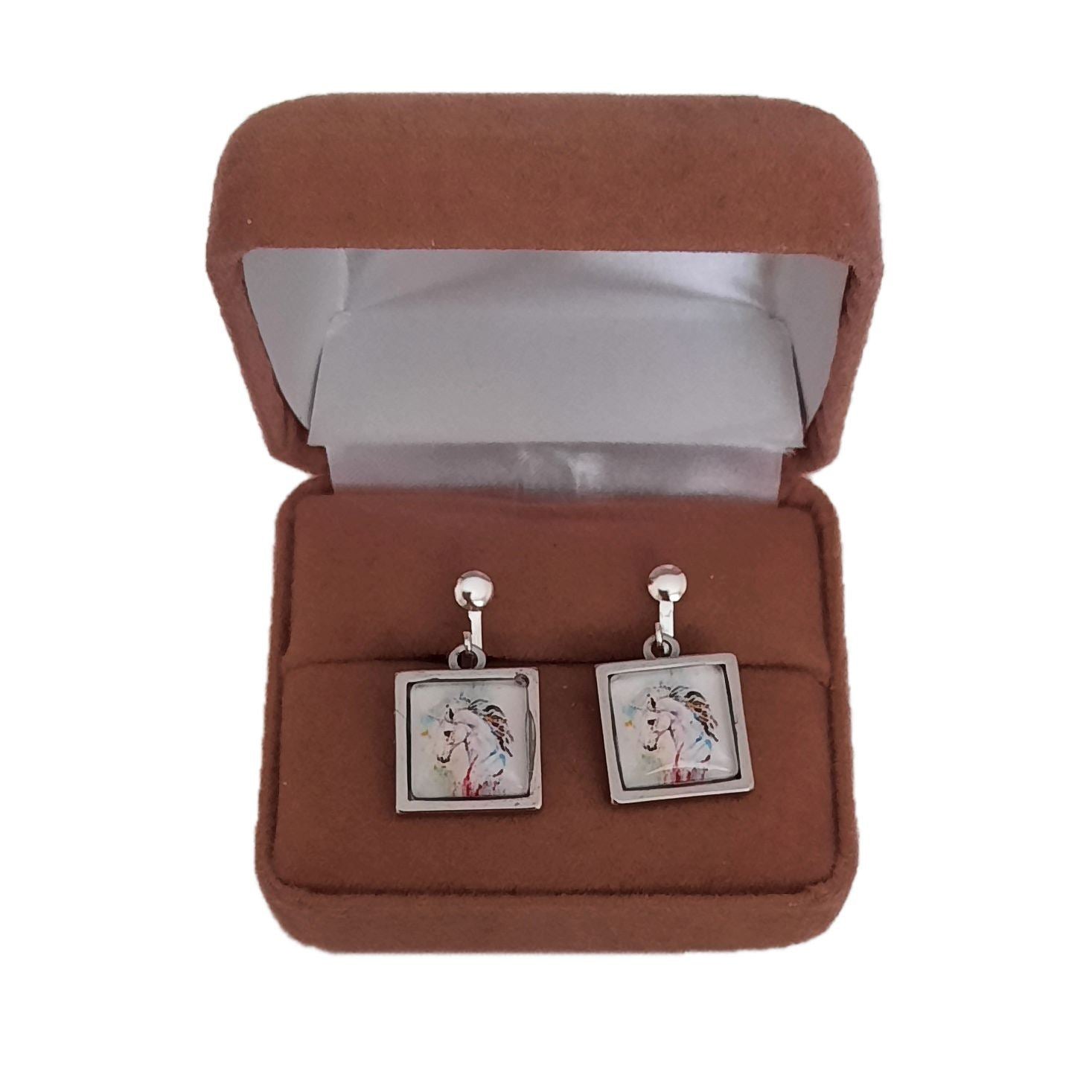 Square Unicorn Clip On Earrings(2)