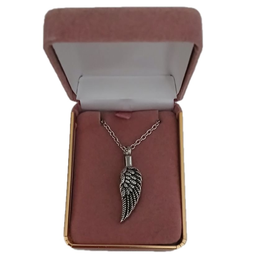 Stainless Steel Feather Cremation Ashes Locket(2)