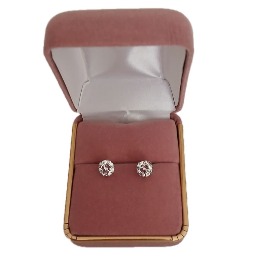 Stainless Steel Solitaire Stud Earrings(2)