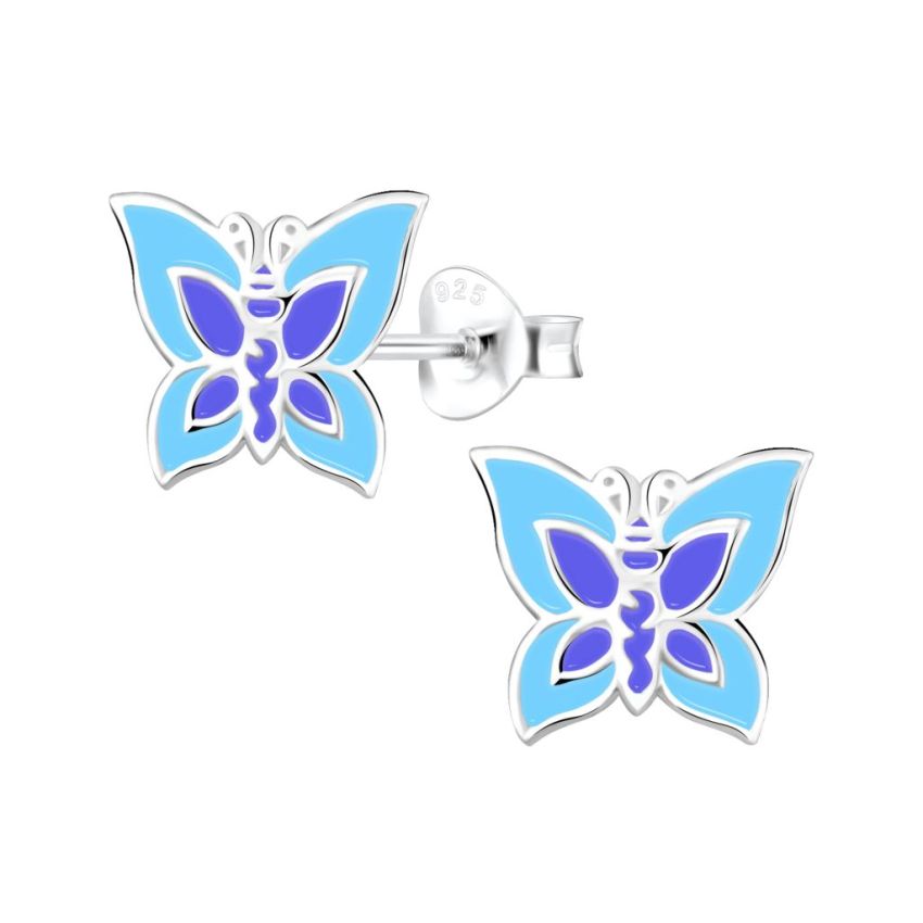 Sterling Silver Blue Butterfly Earrings