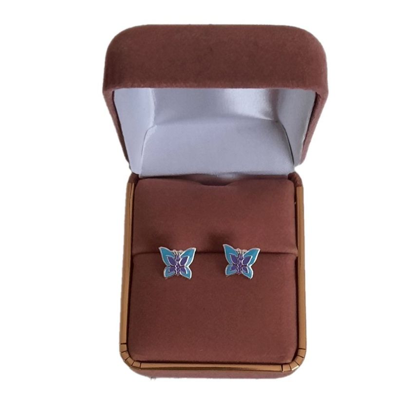 Sterling Silver Blue Butterfly Earrings(2)