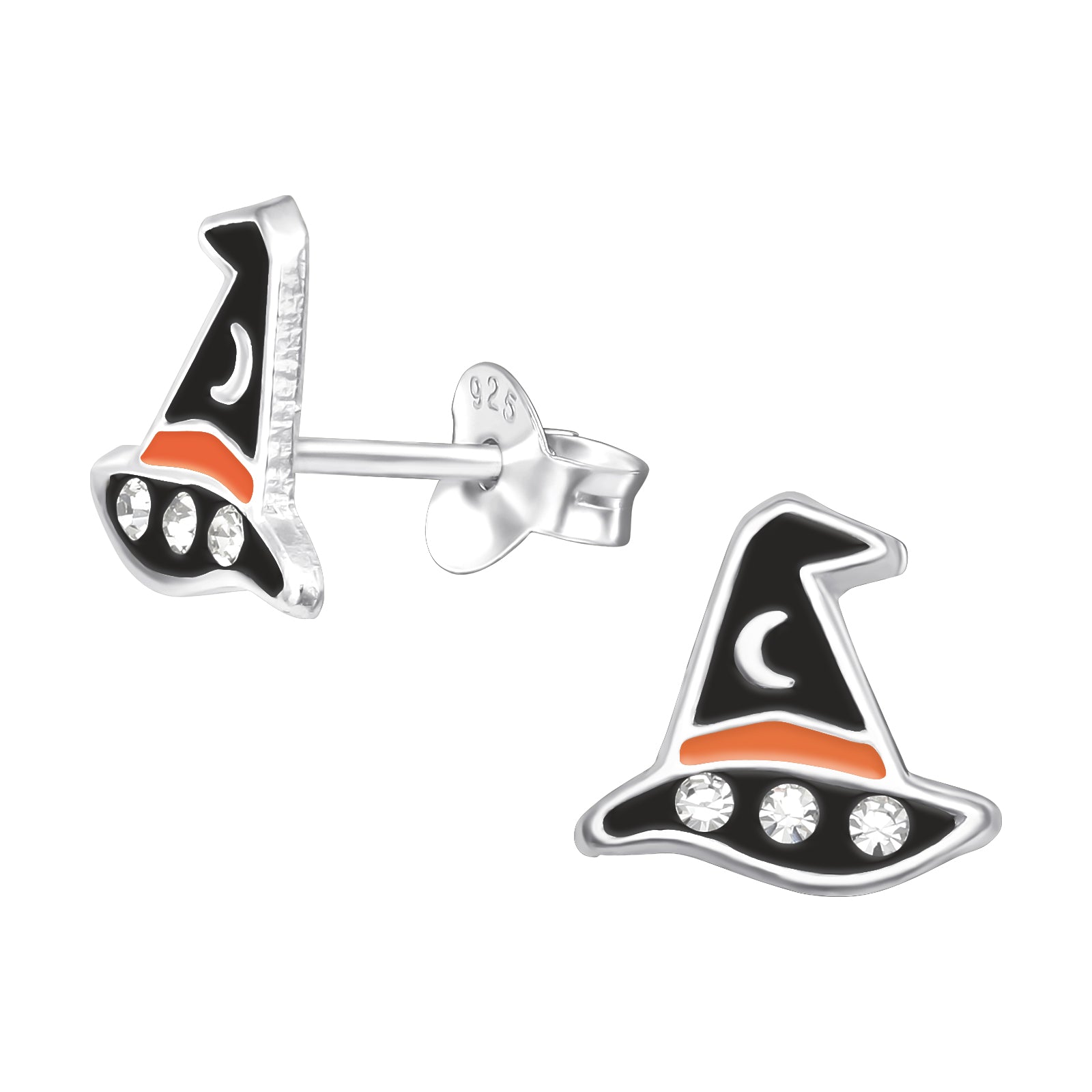 Sterling Silver Halloween Witches Hat Earrings