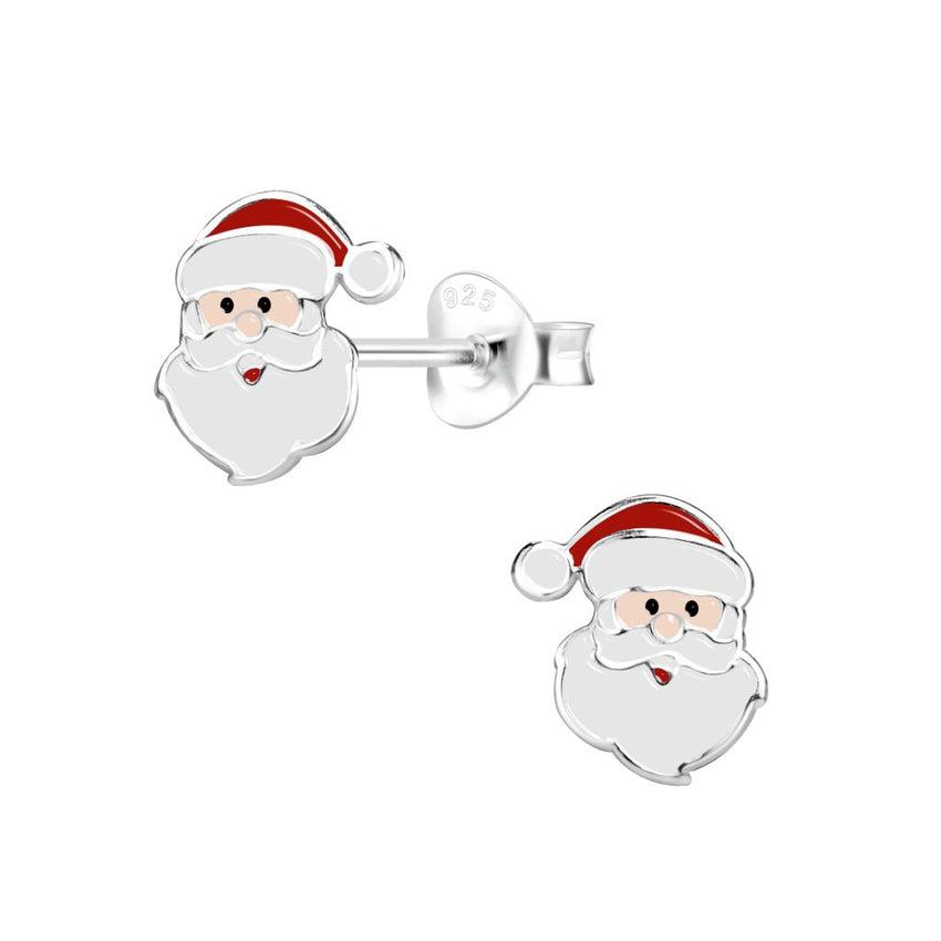 Sterling Silver Jolly Santa Earrings